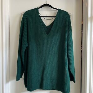 Emerald Green V-Neck Sweater